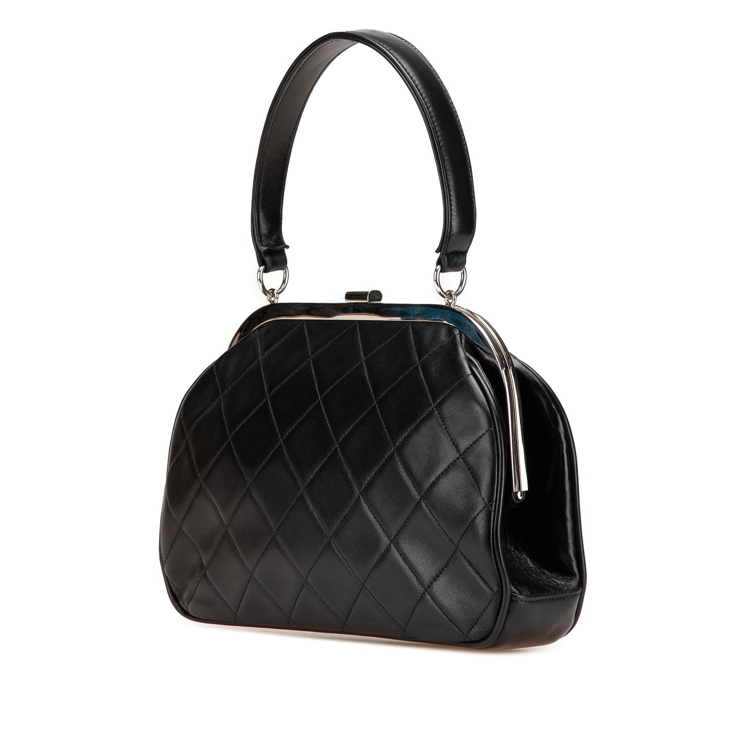 Chanel CC Quilted Lambskin Kiss Frame Top Lock Handbag Bag 2