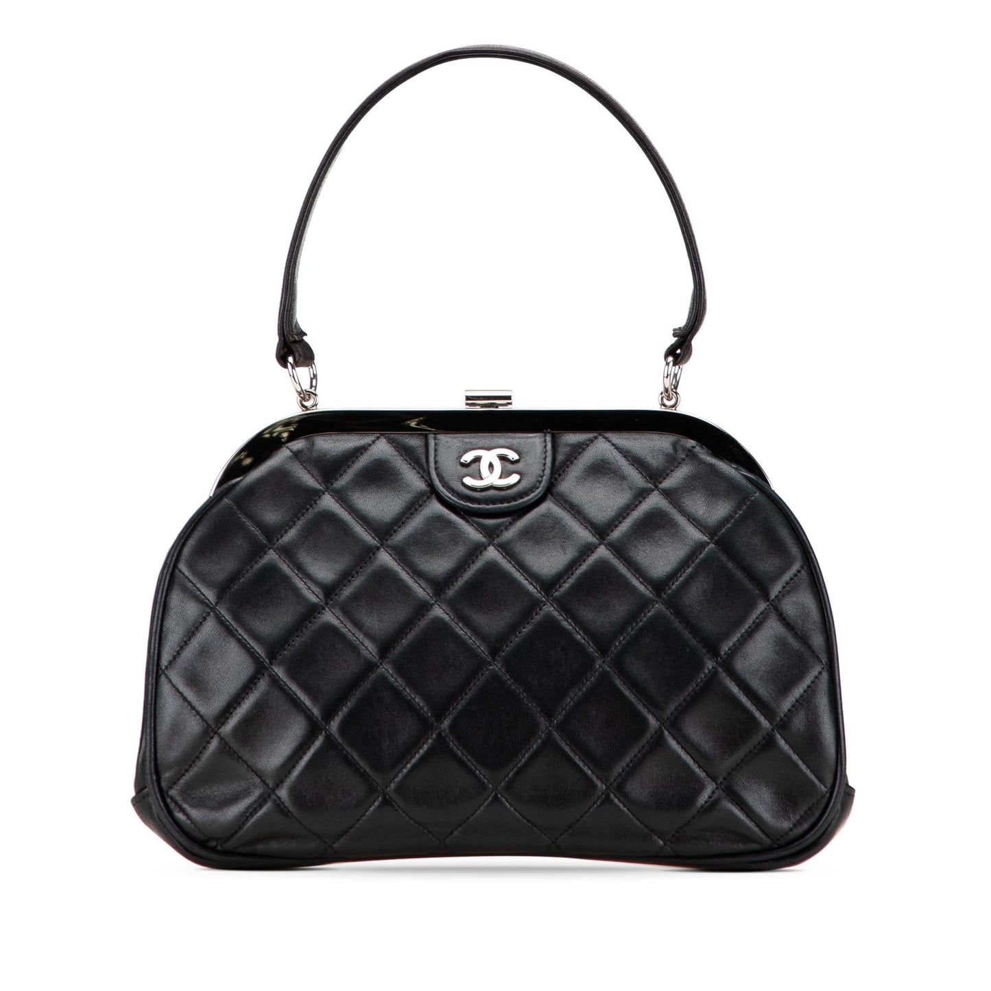 Chanel CC Quilted Lambskin Kiss Frame Top Lock Handbag Bag 3