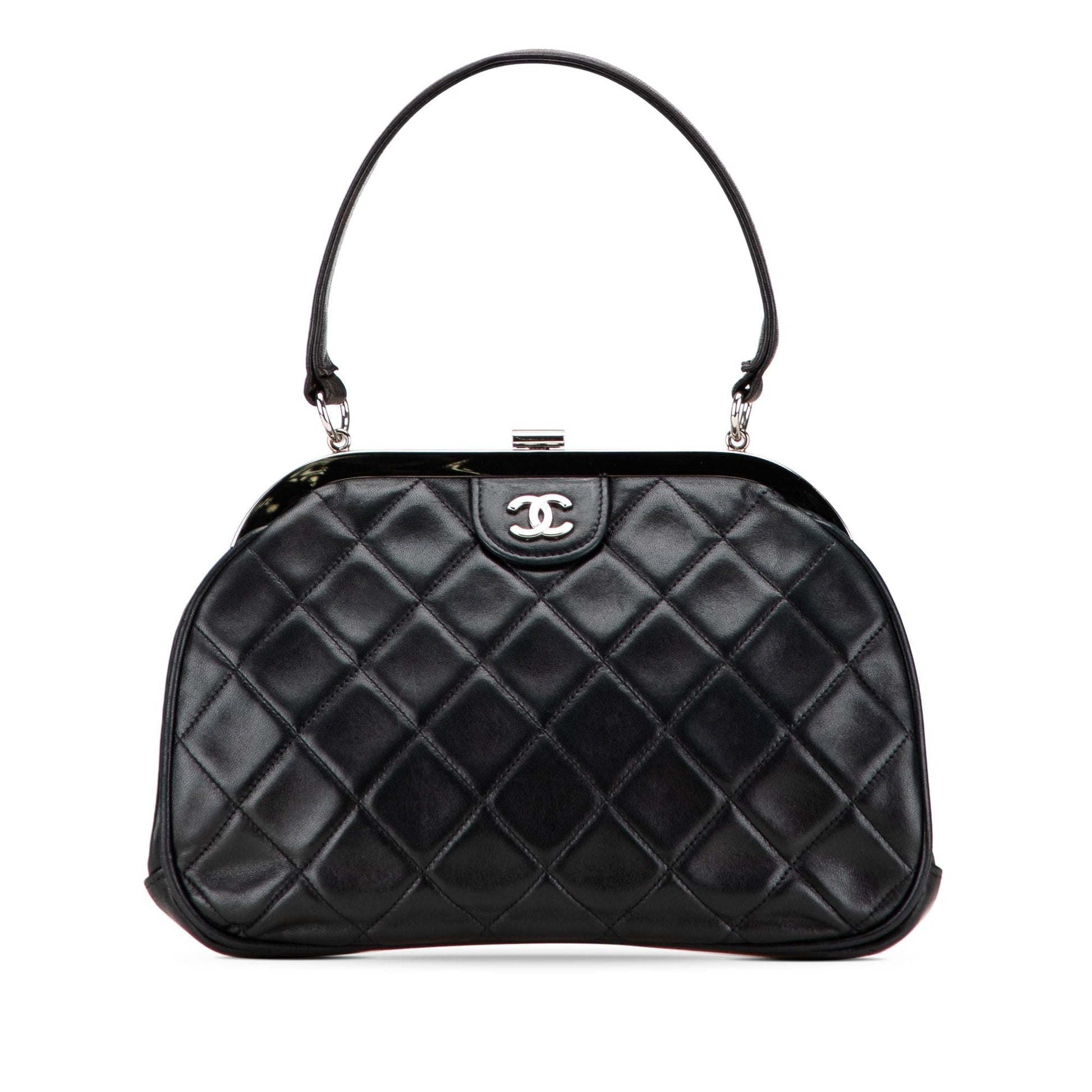 Chanel CC Quilted Lambskin Kiss Frame Top Lock Handbag Bag 3