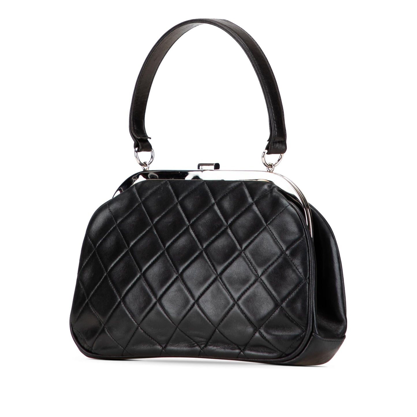 Chanel CC Quilted Lambskin Kiss Frame Top Lock Handbag Bag 3