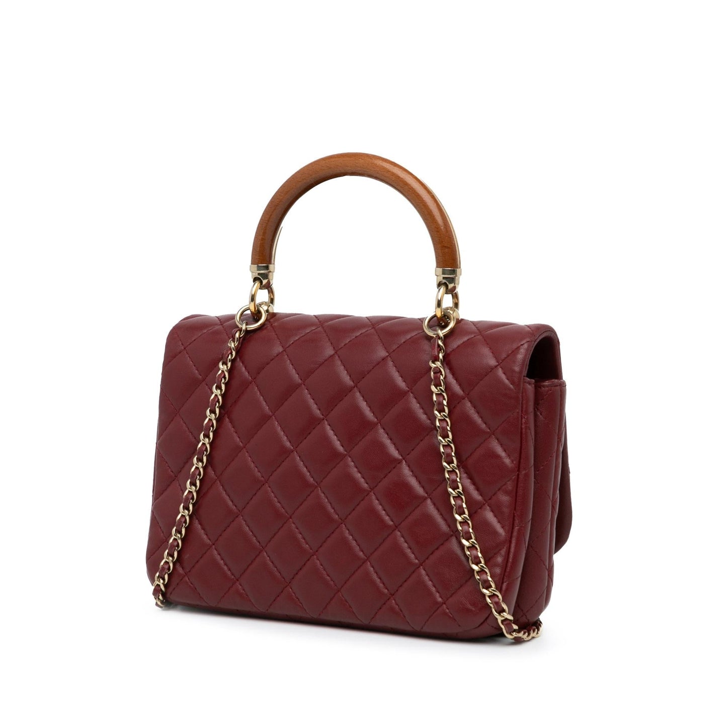 Chanel CC Quilted Lambskin Knock on Wood Satchel Bag