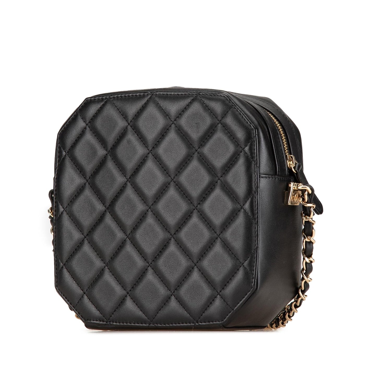 Chanel CC Quilted Lambskin Octagon Camera Handbag
