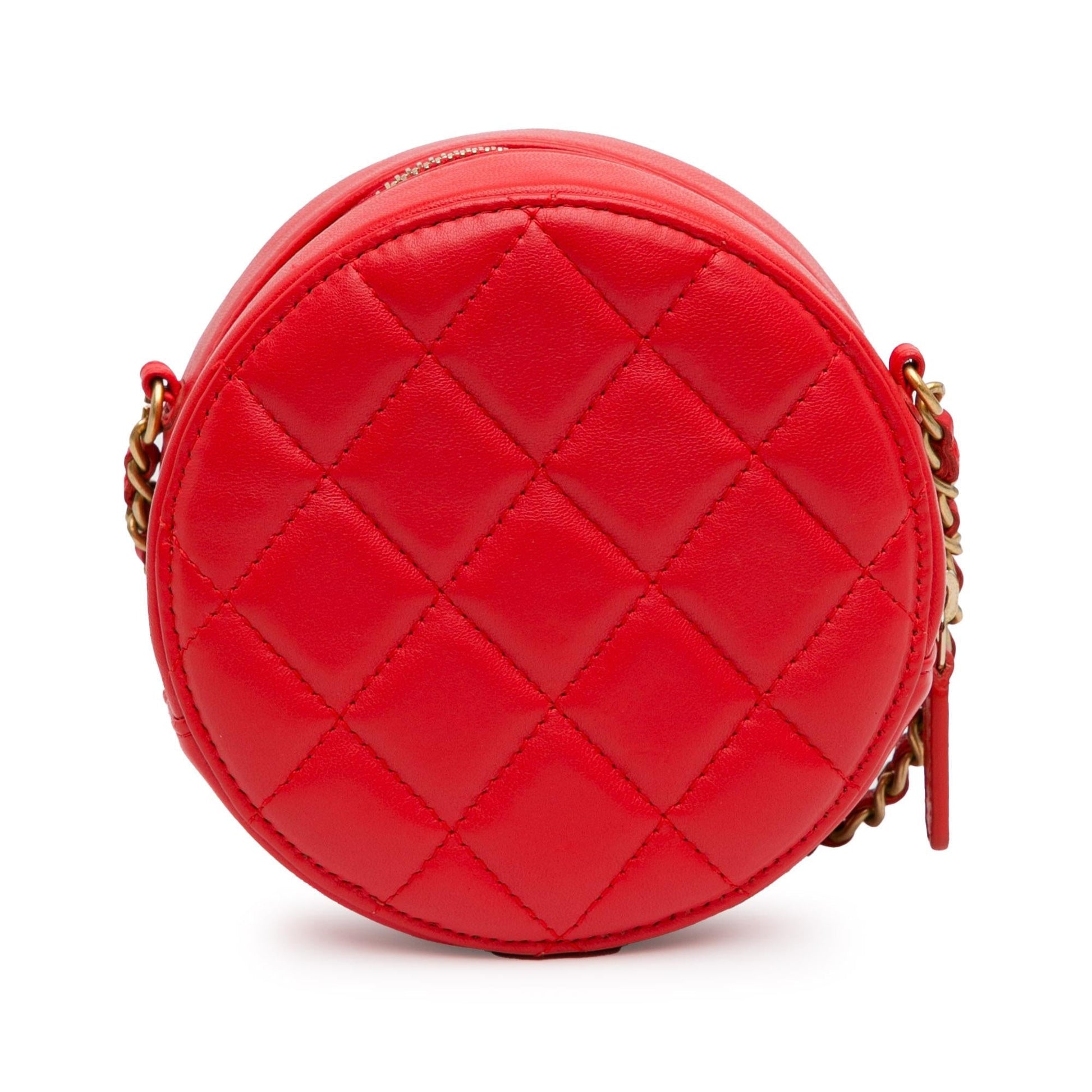 Chanel CC Quilted Lambskin Pearl Crush Round Clutch Bag Shg Nxslvp
