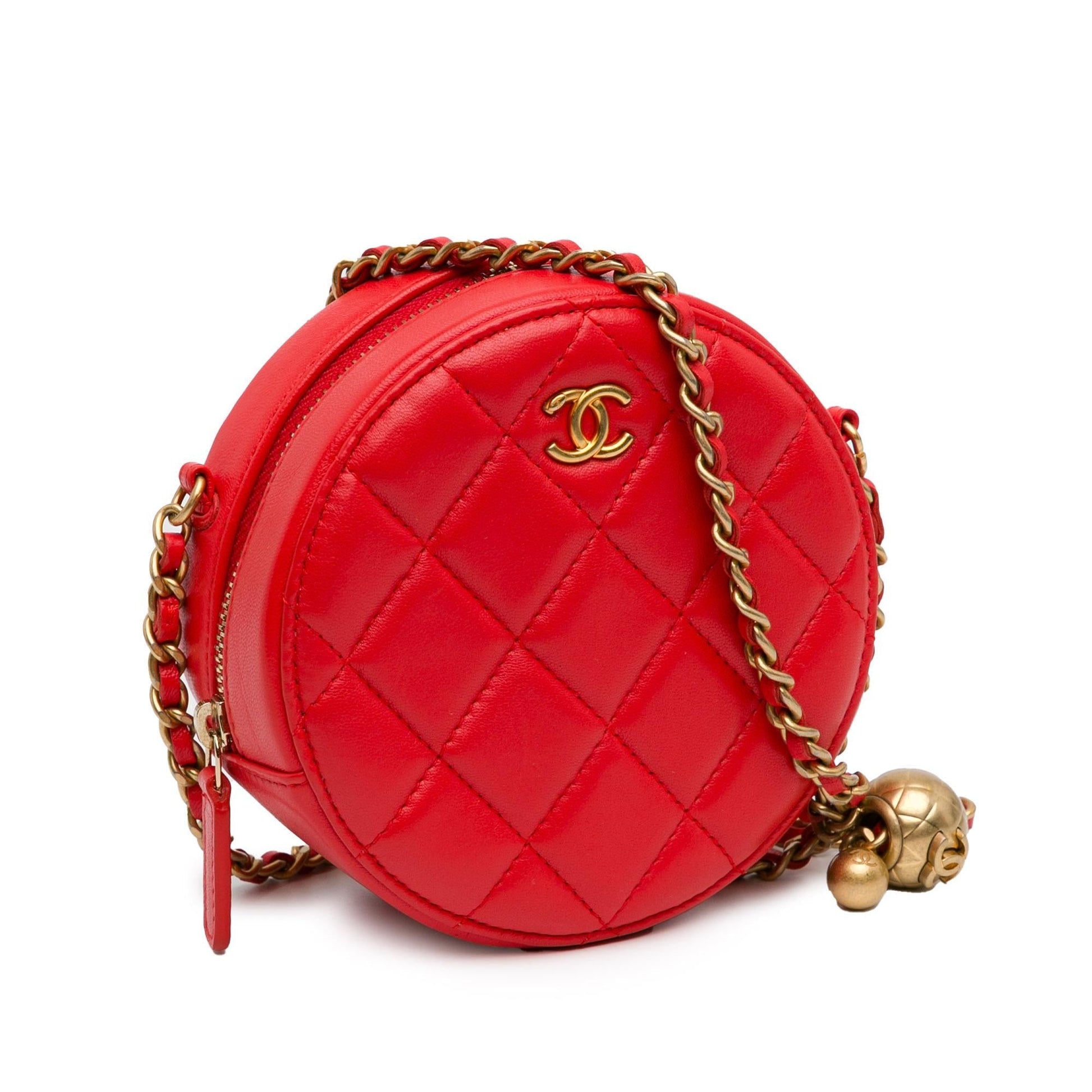 Chanel CC Quilted Lambskin Pearl Crush Round Clutch Bag Shg Nxslvp