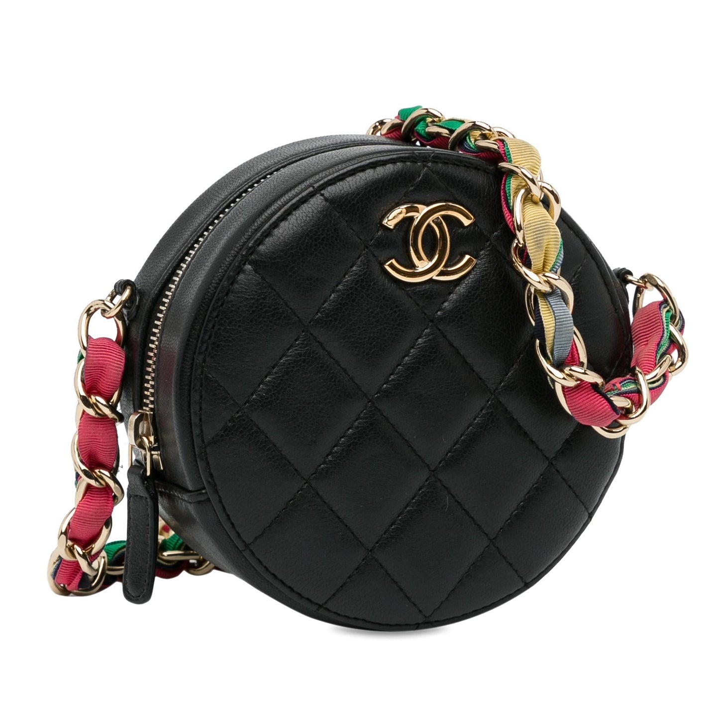Chanel CC Quilted Lambskin Ribbon Round SHG-oOGi2u Clutch Bag