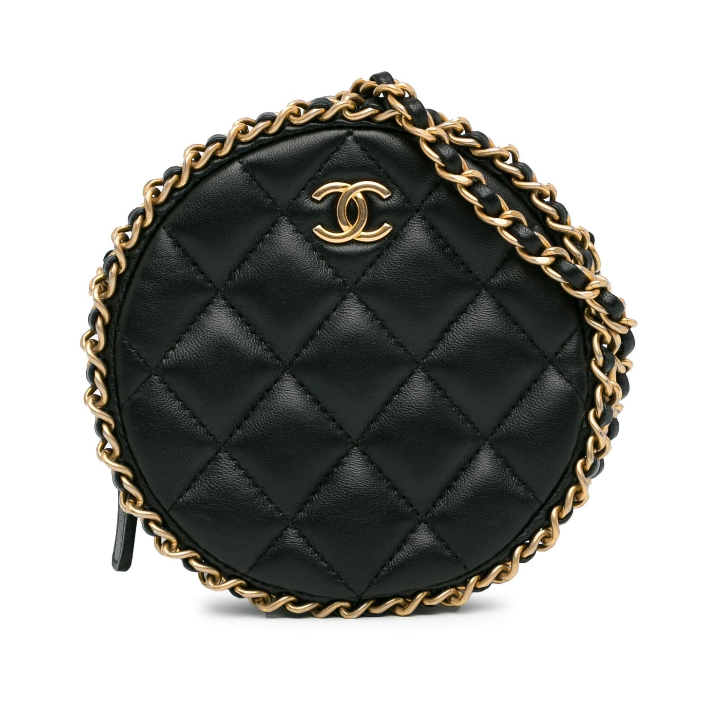 Chanel CC Quilted Lambskin Round Around SHG-BsgawS Clutch Bag