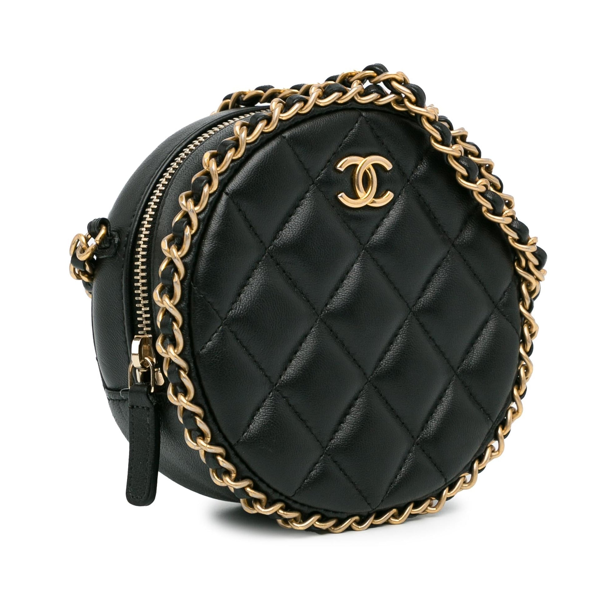 Chanel CC Quilted Lambskin Round Around SHG-BsgawS Clutch Bag