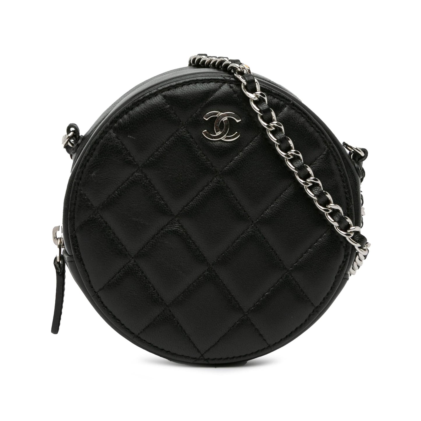 Chanel CC Quilted Lambskin Round SHG-s7cHe2 Clutch Bag