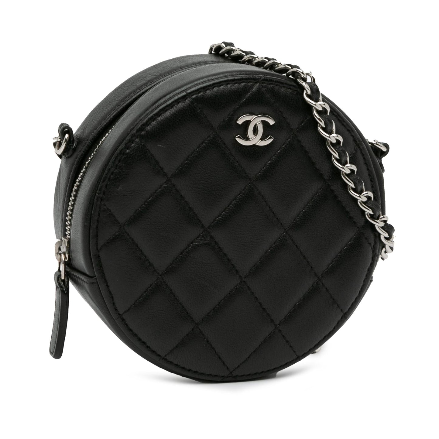 Chanel CC Quilted Lambskin Round SHG-s7cHe2 Clutch Bag