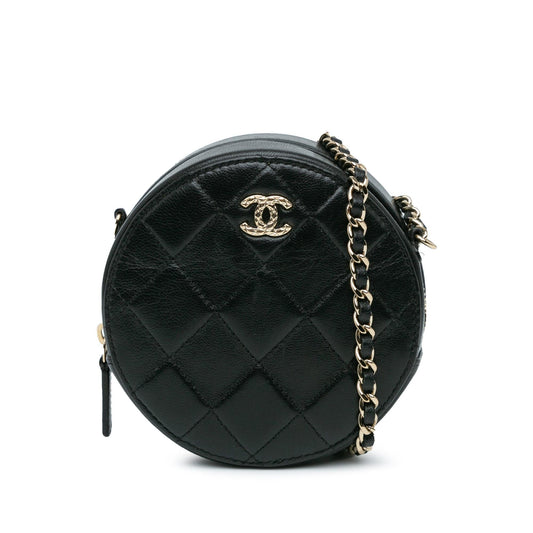 Chanel CC Quilted Lambskin Round SHG-vxtHcs Clutch Bag