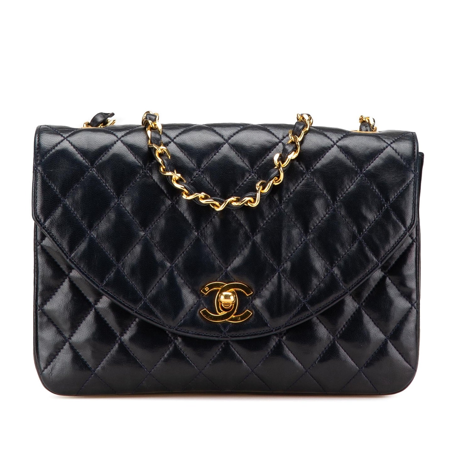 Chanel CC Quilted Lambskin Round Flap Handbag