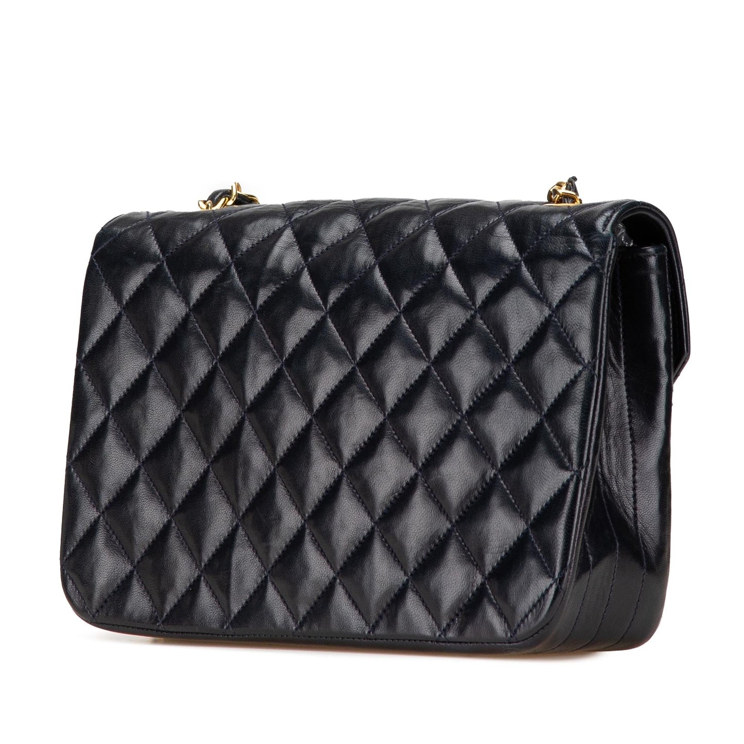 Chanel CC Quilted Lambskin Round Flap Handbag