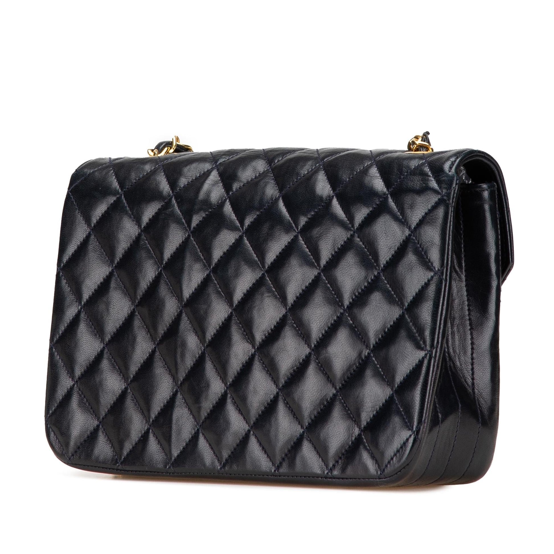 Chanel CC Quilted Lambskin Round Flap Handbag