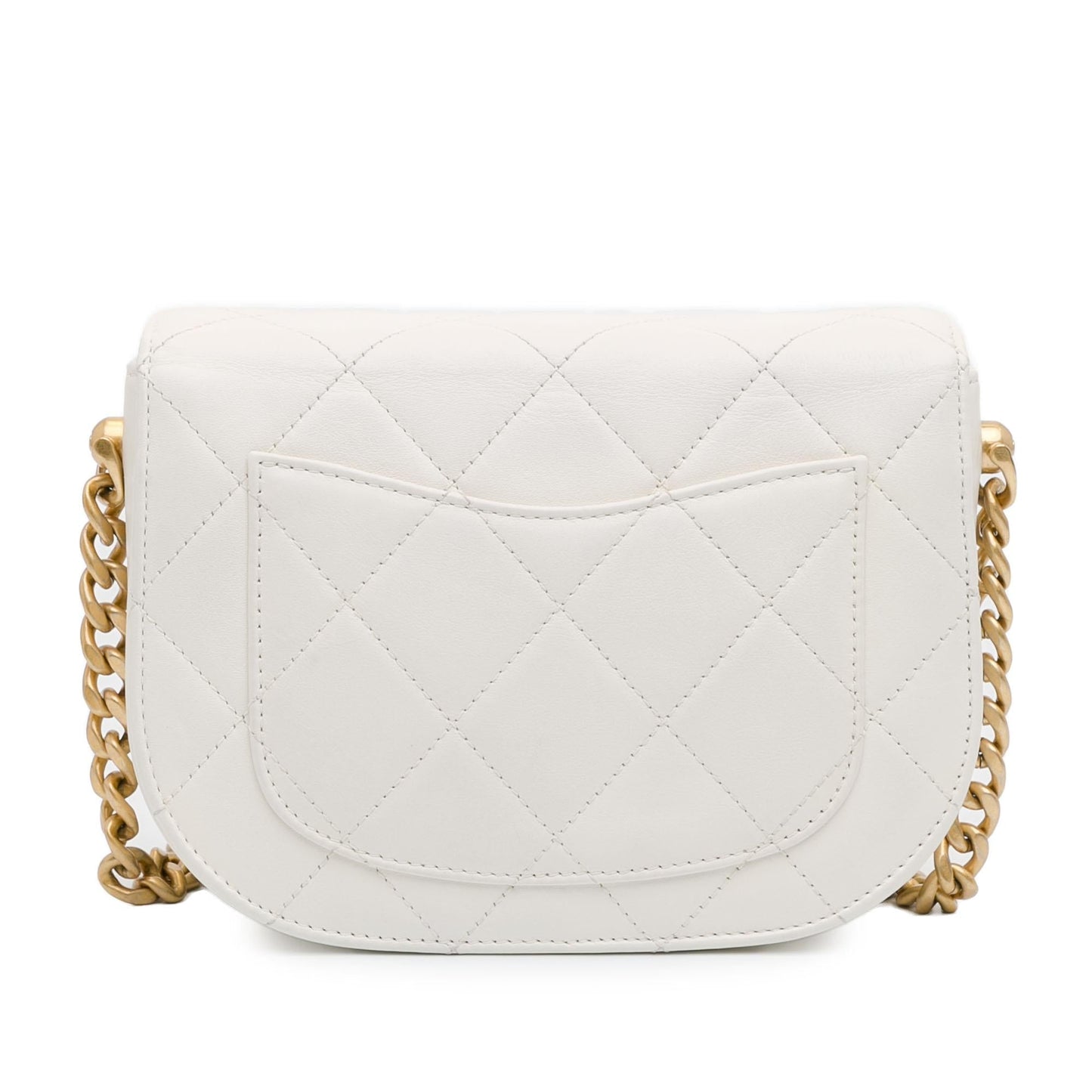 Chanel CC Quilted Lambskin Round Moon Messenger Bag