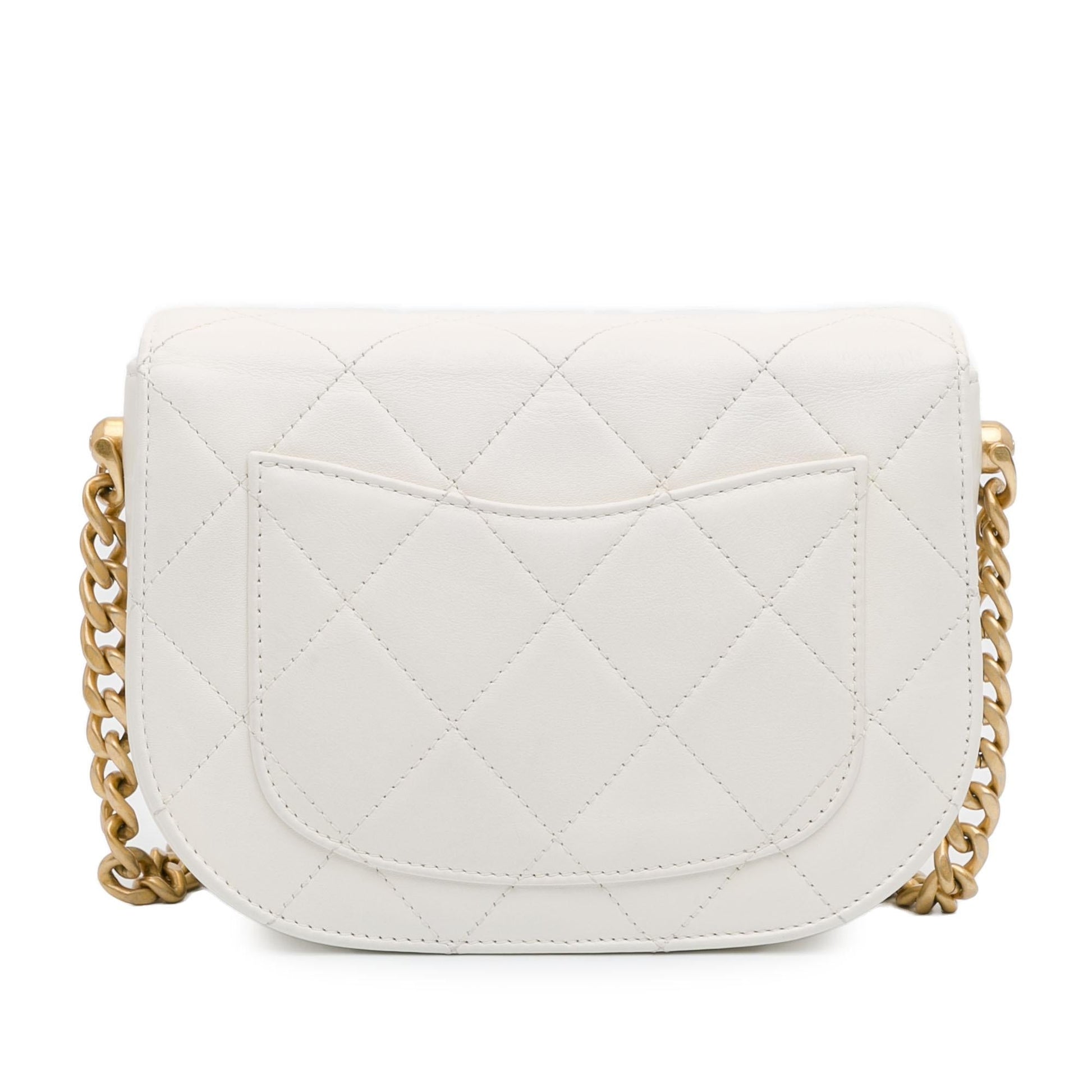 Chanel CC Quilted Lambskin Round Moon Messenger Bag
