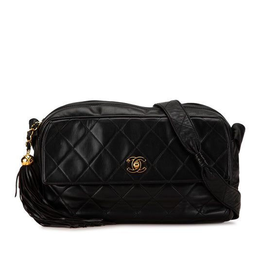 Chanel CC Quilted Lambskin Tassel Crossbody Bag