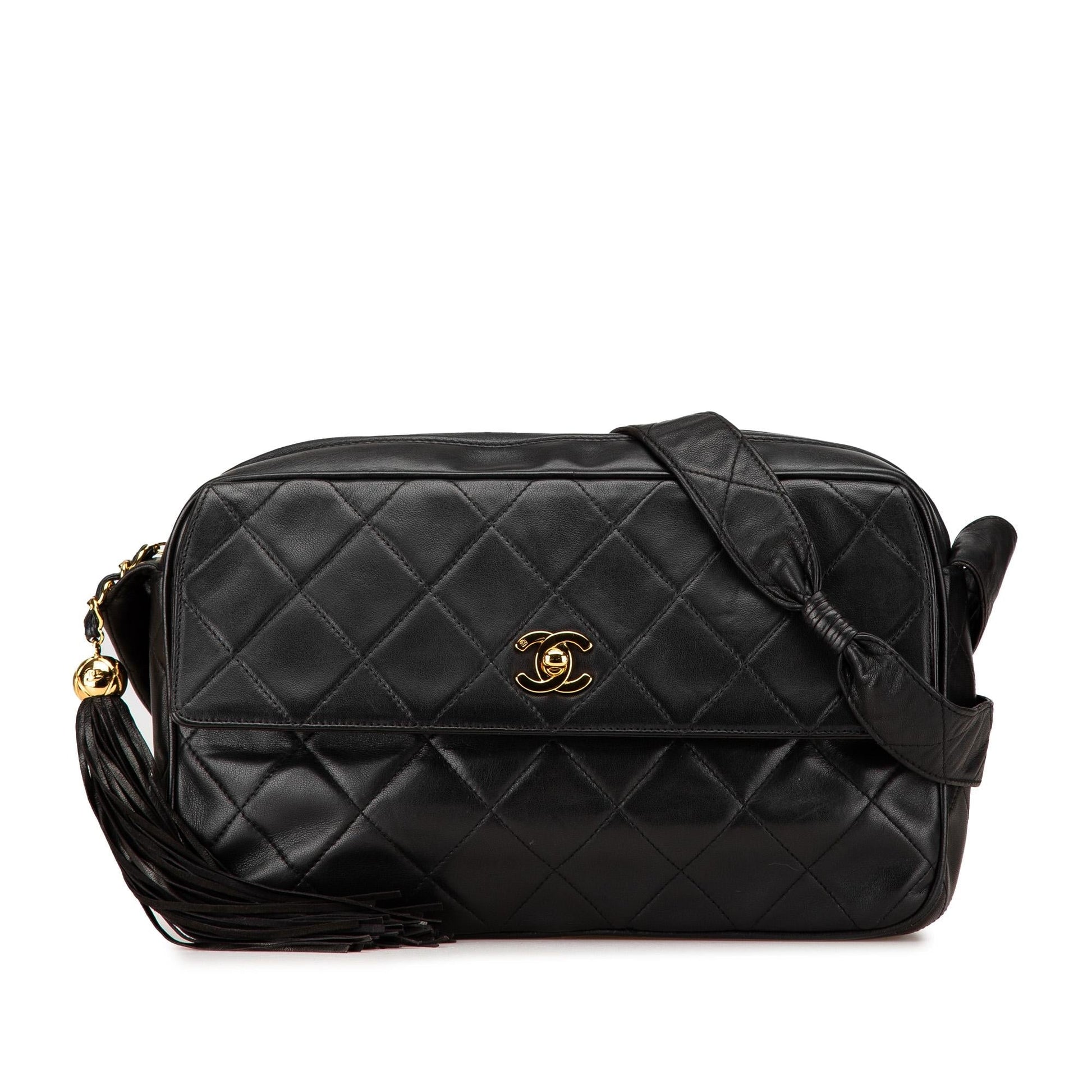 Chanel CC Quilted Lambskin Tassel Crossbody Bag Tassel Crossbody