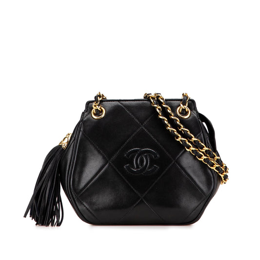 Chanel CC Quilted Lambskin Tassel Crossbody Bag Crossbody 1
