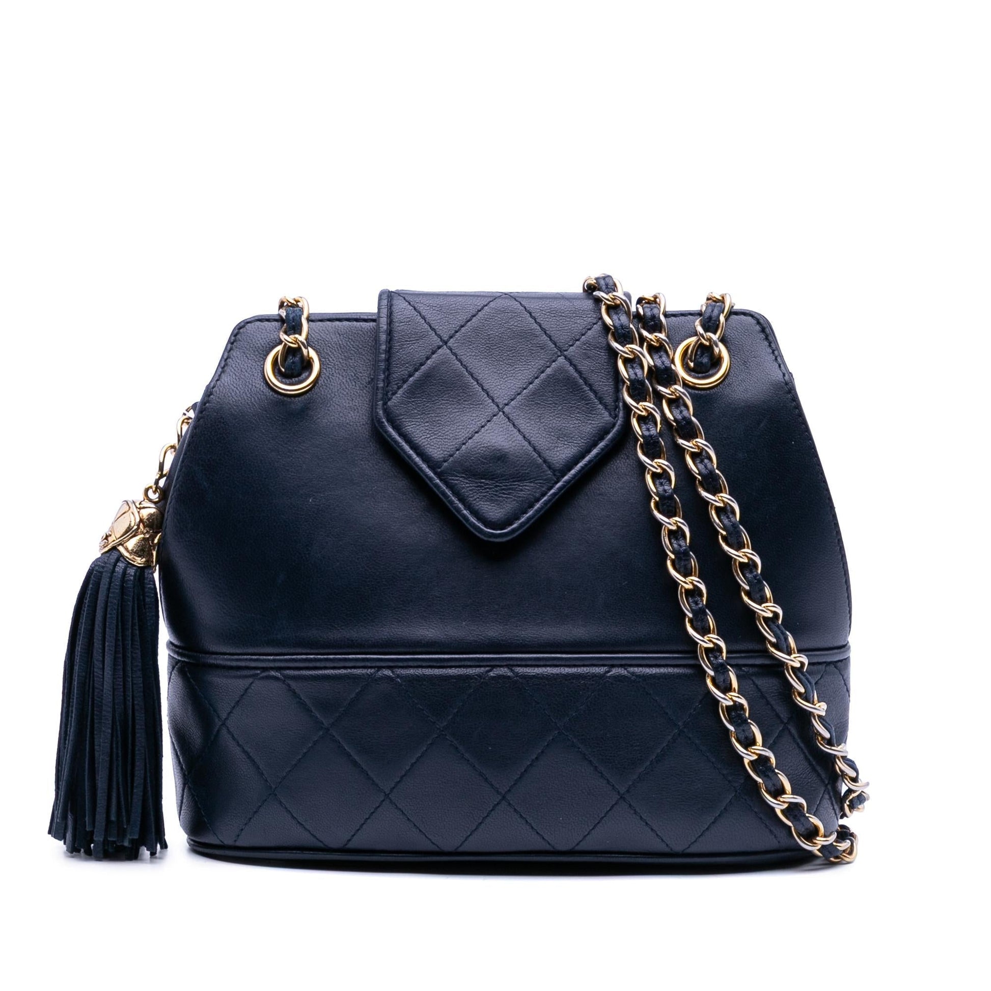 Chanel CC Quilted Lambskin Tassel Flap Handbag