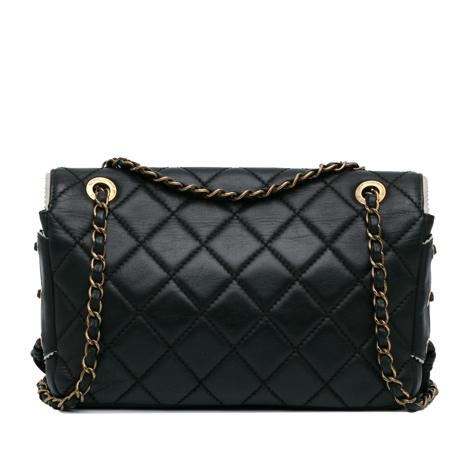 Chanel CC Quilted Lambskin Tassel Border Embellished Shoulder Bag