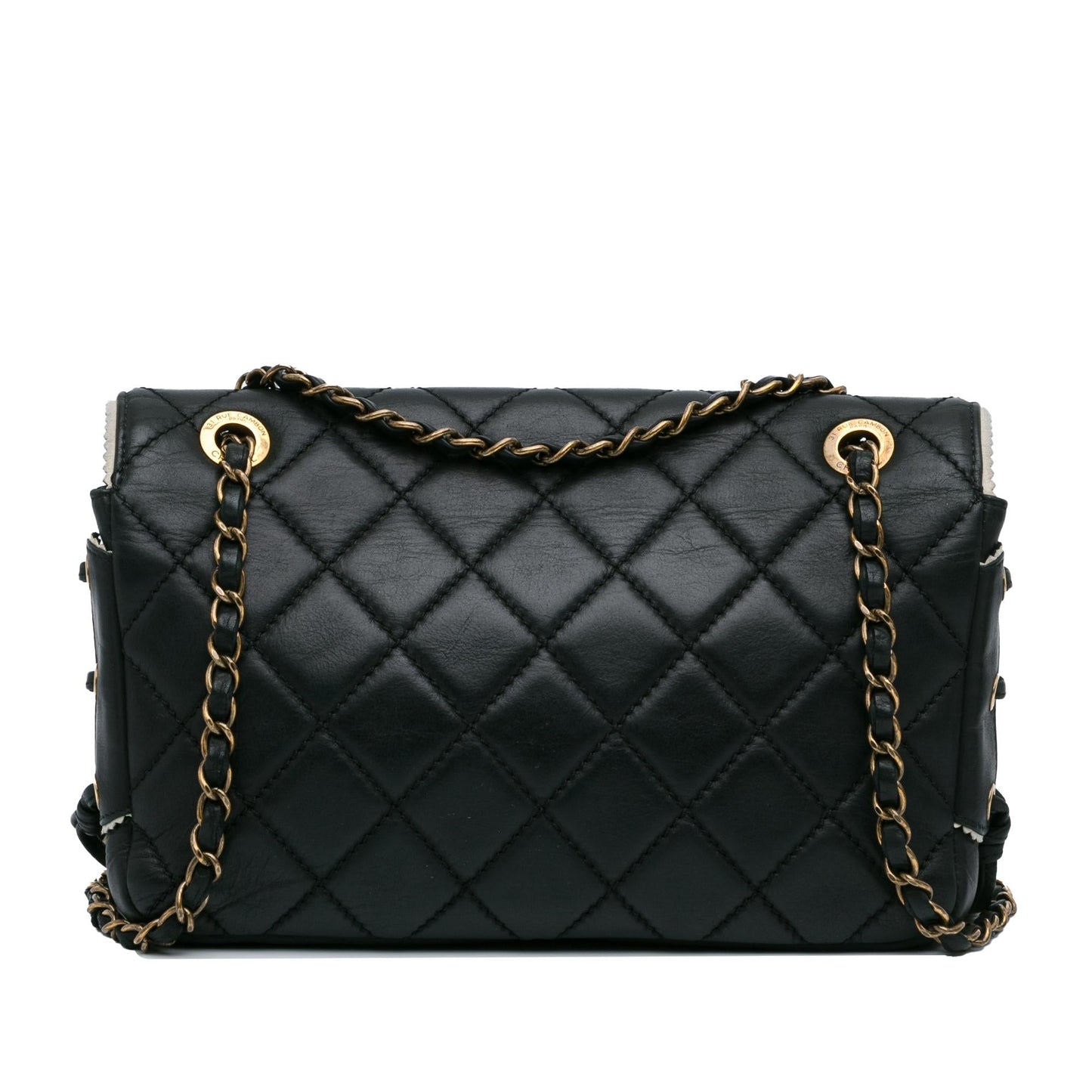 Chanel CC Quilted Lambskin Tassel Border Embellished Handbag