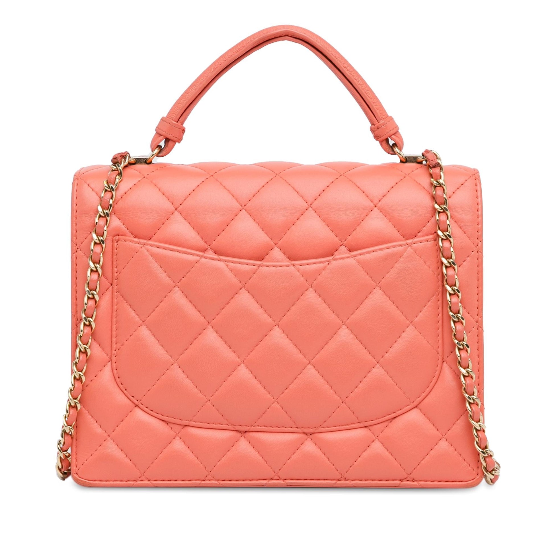 Chanel Cc Quilted Lambskin Top Handle Flap (Shg-L5Hkxu) Bag