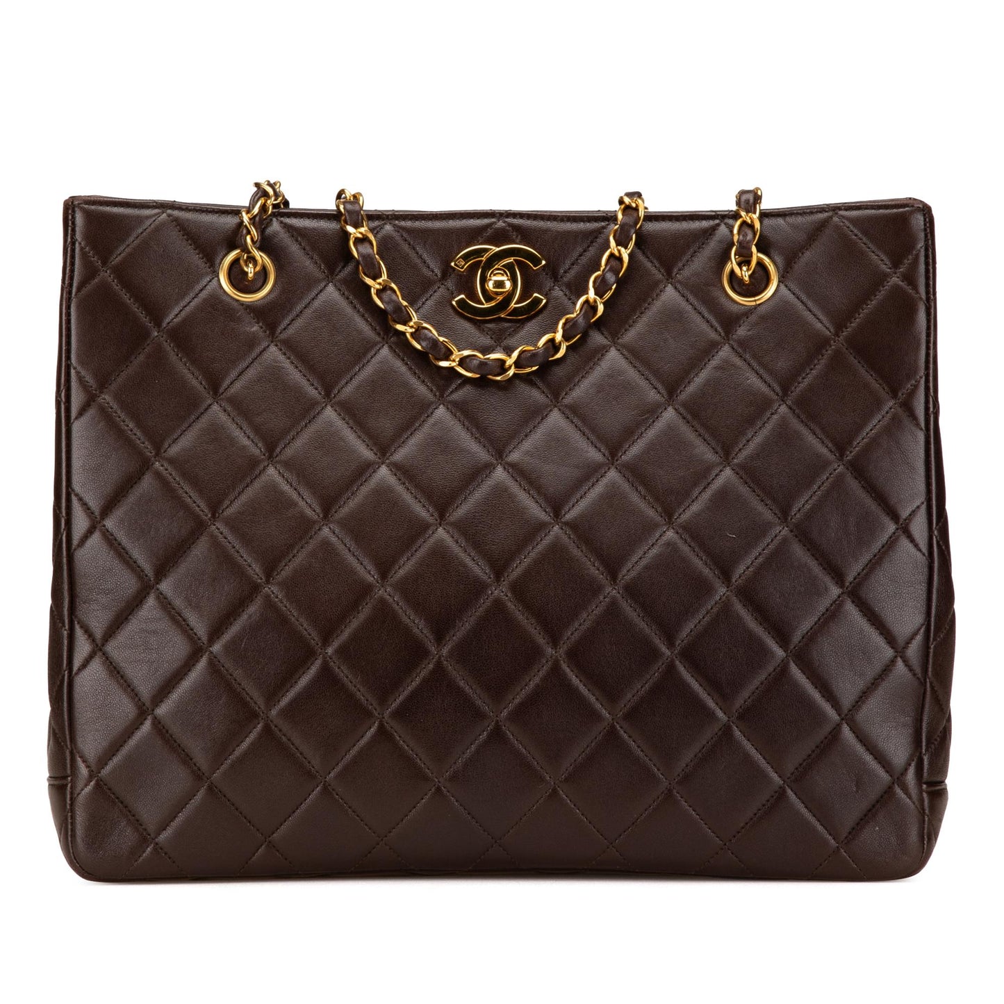 Chanel CC Quilted Lambskin Turnlock Tote Bag
