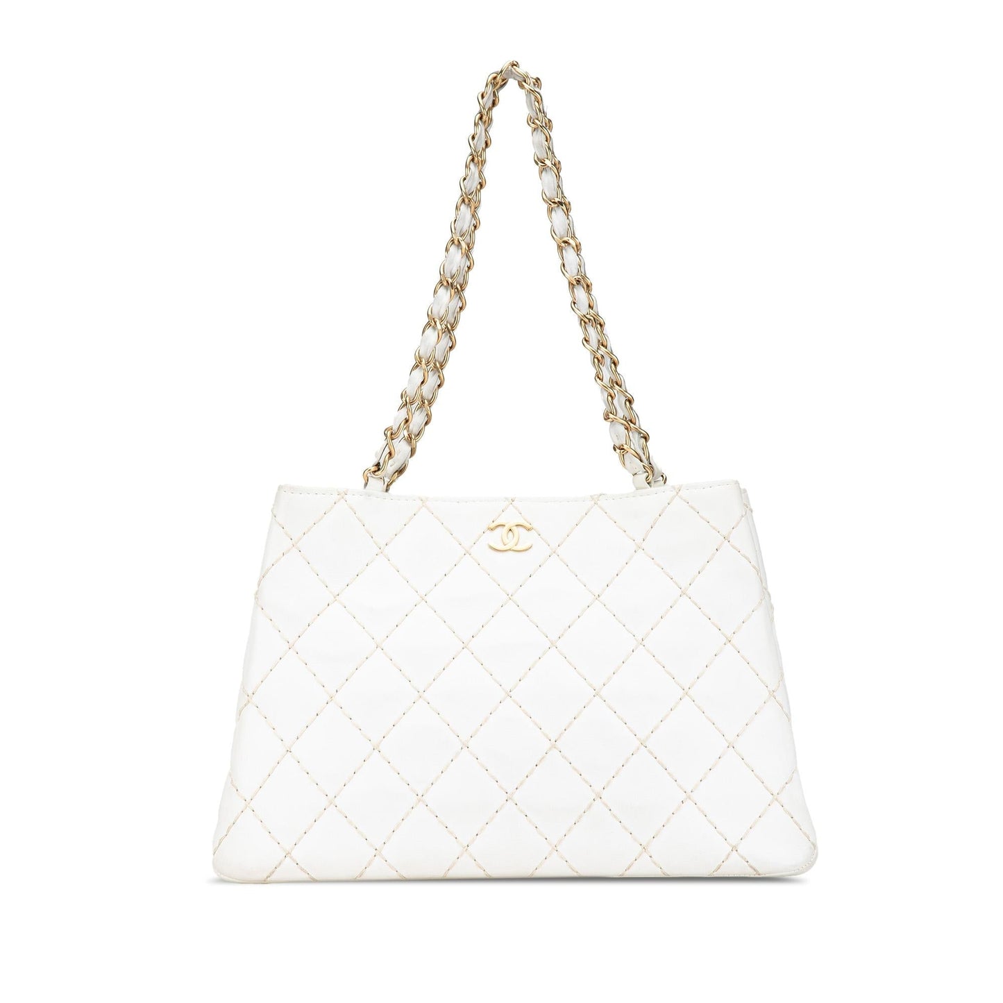 Chanel CC Quilted Lambskin Wild Stitch Tote Bag