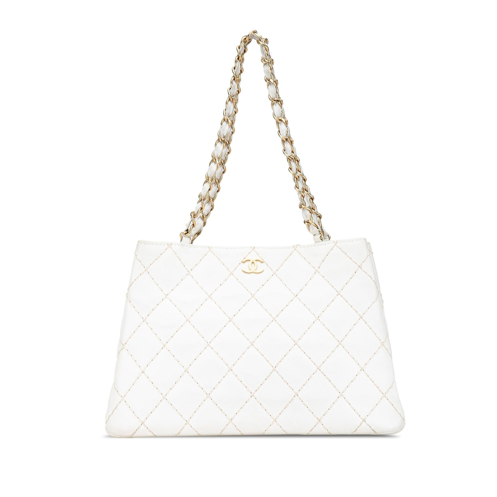 Chanel CC Quilted Lambskin Wild Stitch Tote Bag