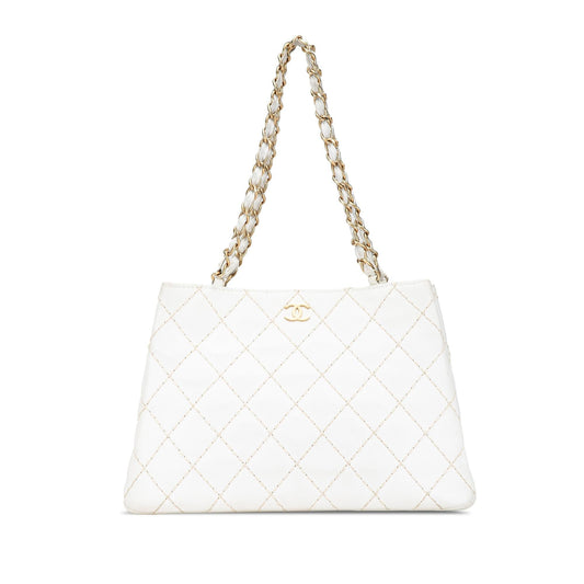 Chanel CC Quilted Lambskin Wild Stitch Tote Bag