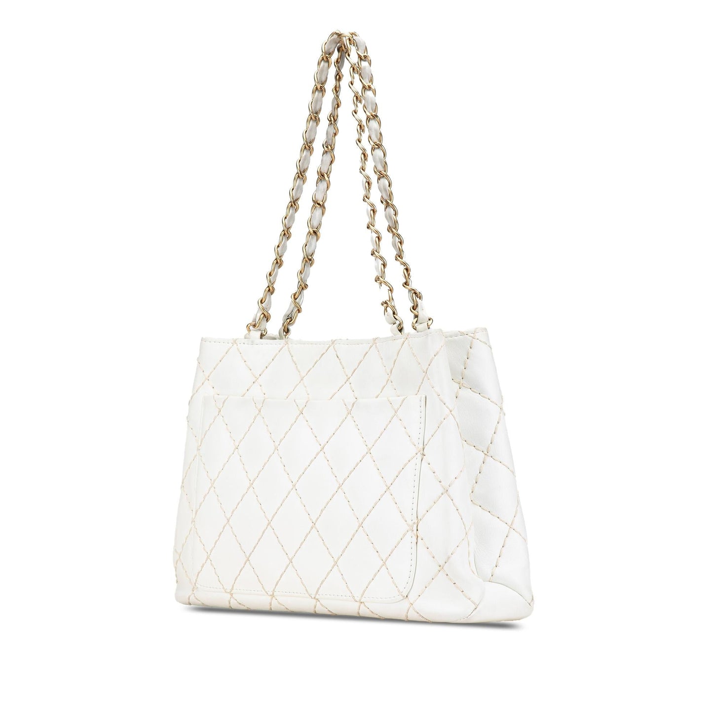 Chanel CC Quilted Lambskin Wild Stitch Tote Bag