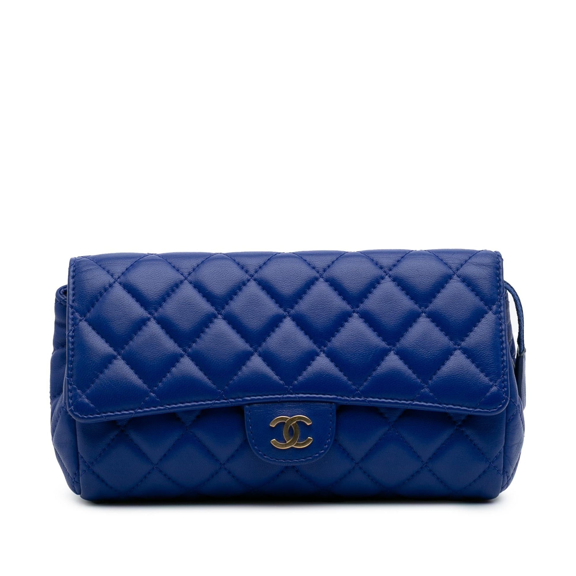 Chanel CC Quilted Lambskin Zip Vanity Flap Handbag