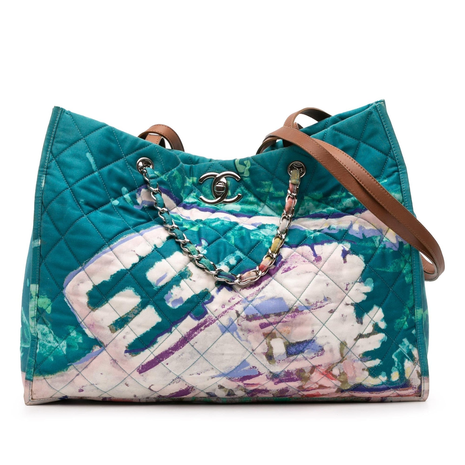 Chanel CC Quilted Nylon Graffiti Watercolour Shopping Tote Bag