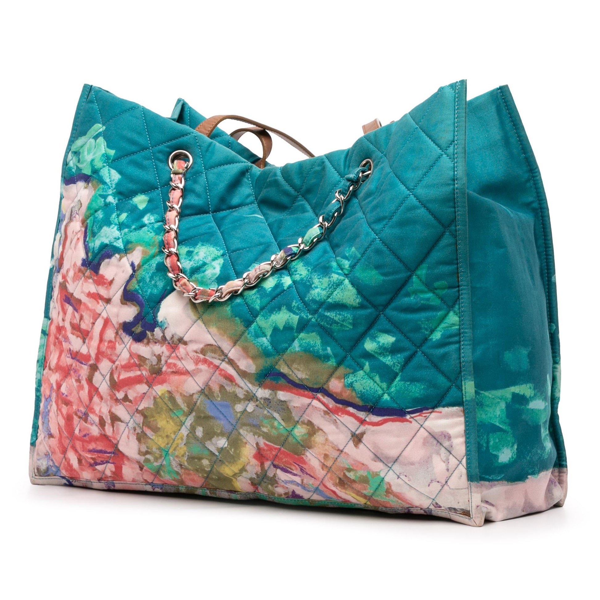 Chanel CC Quilted Nylon Graffiti Watercolour Shopping Tote Bag