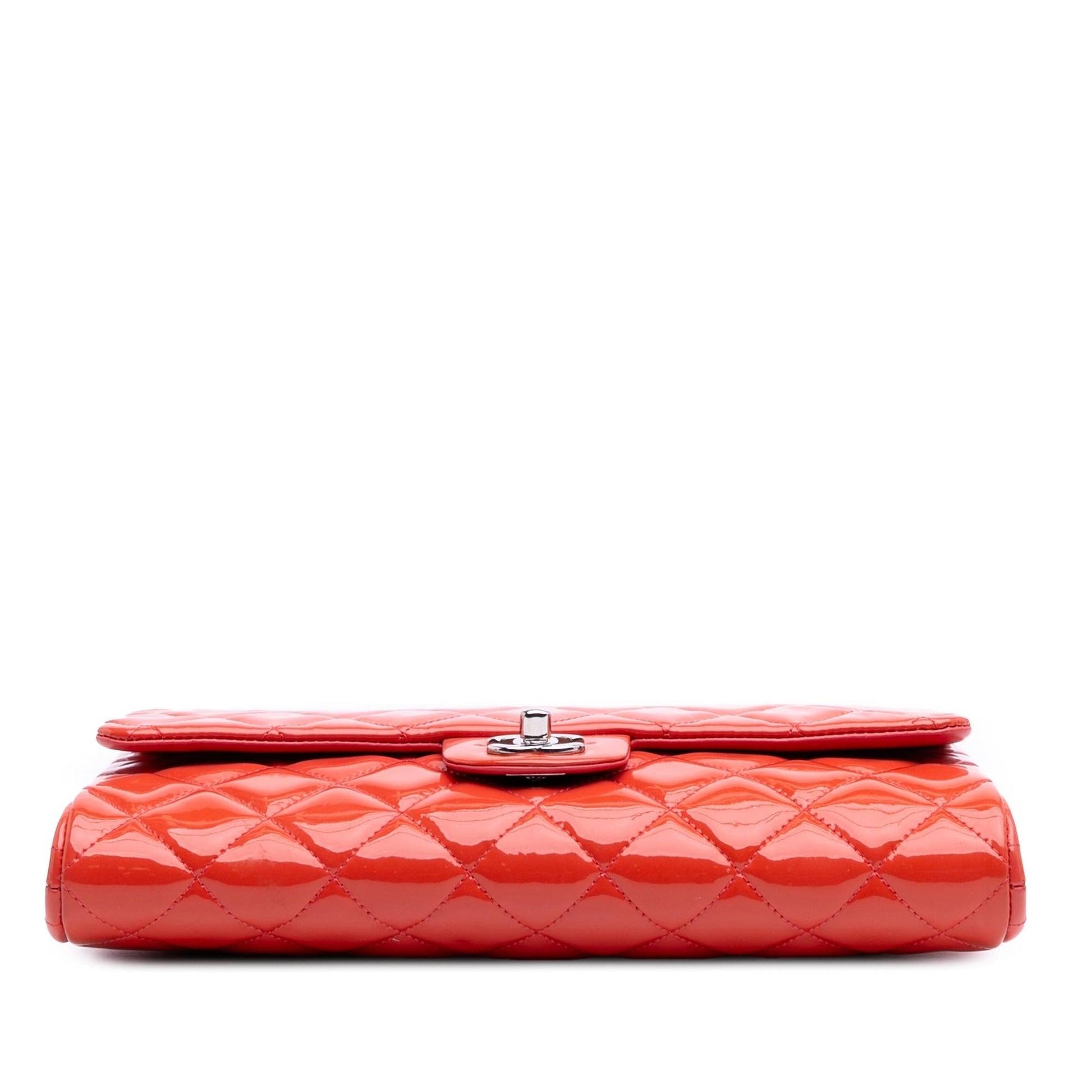 Chanel CC Quilted Patent Clutch Bag With Chain