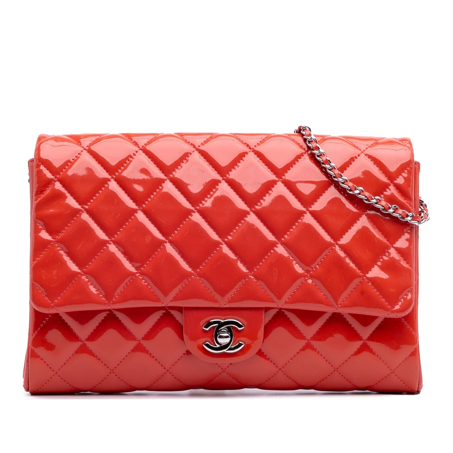 Chanel CC Quilted Patent Clutch Bag Chain 1