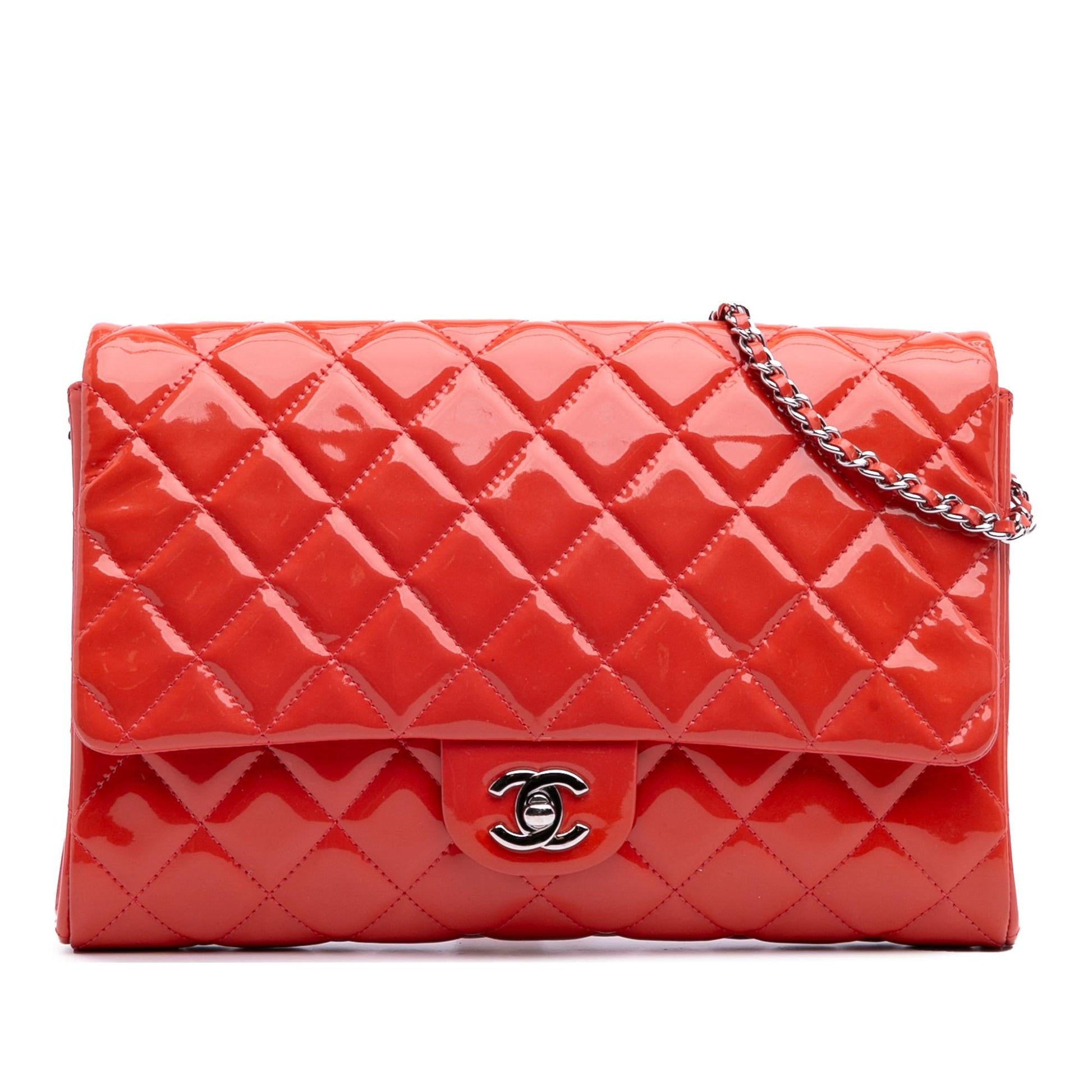 Chanel CC Quilted Patent Clutch Bag Chain 1
