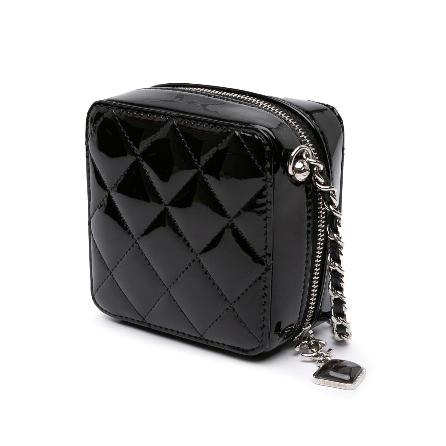 Chanel CC Quilted Patent Diamond Resin Clutch Bag Chain 1