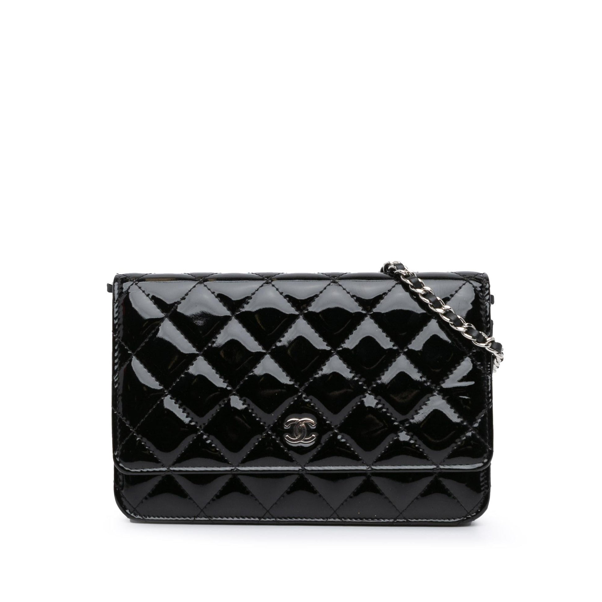 Chanel CC Quilted Patent On Wallet Case