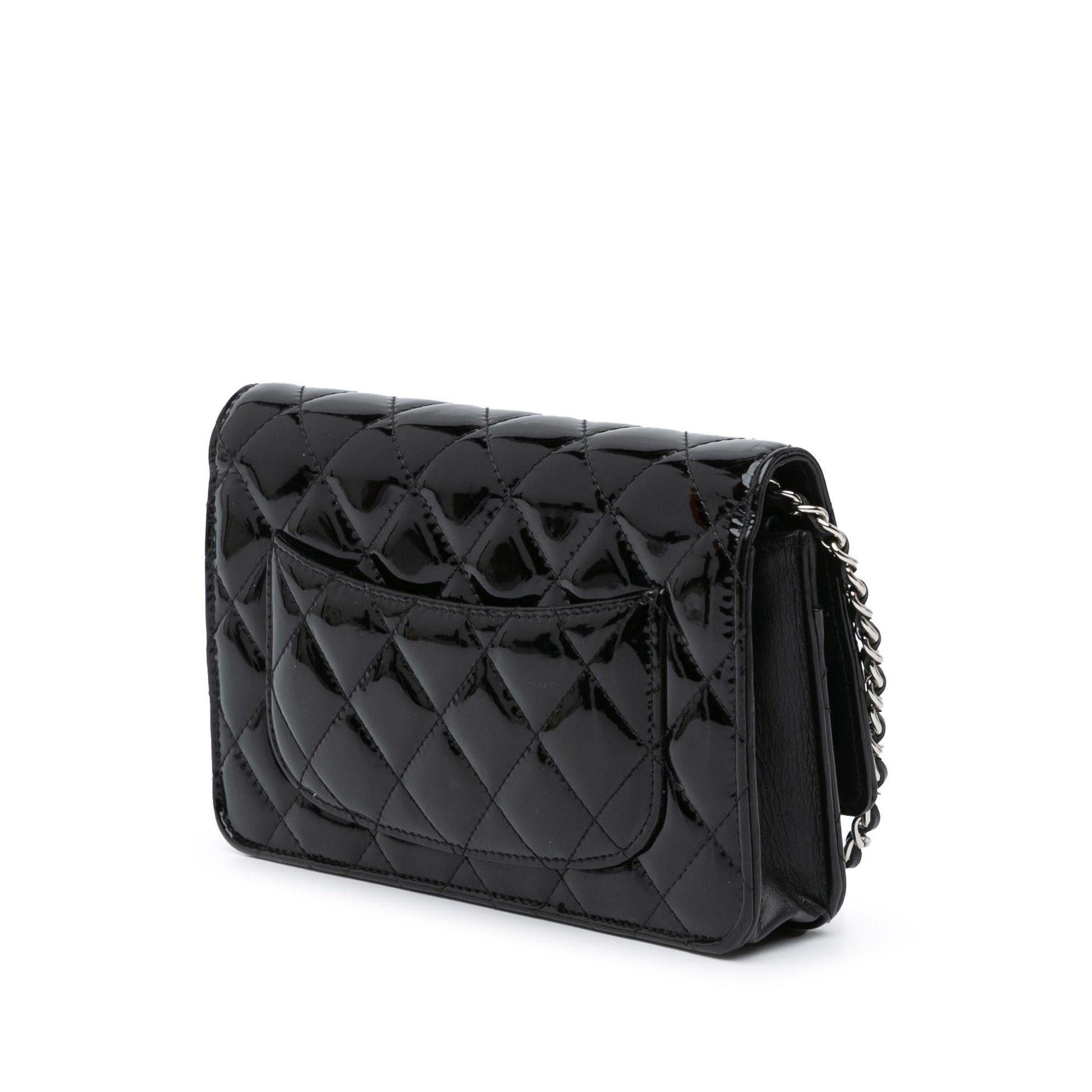 Chanel CC Quilted Patent On Wallet Case