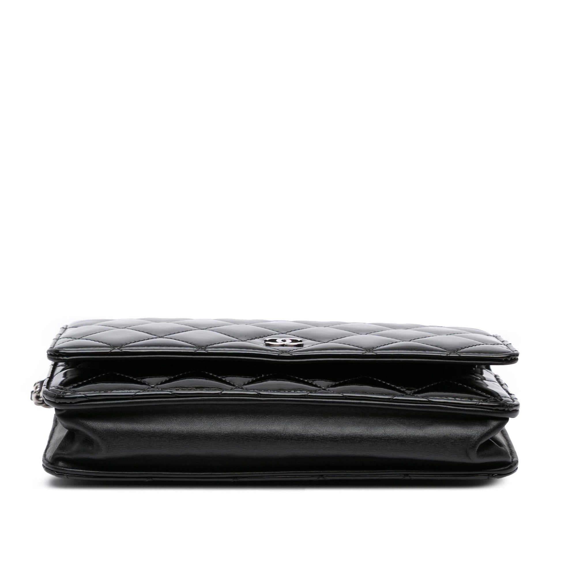 Chanel CC Quilted Patent On Wallet Case On Chain