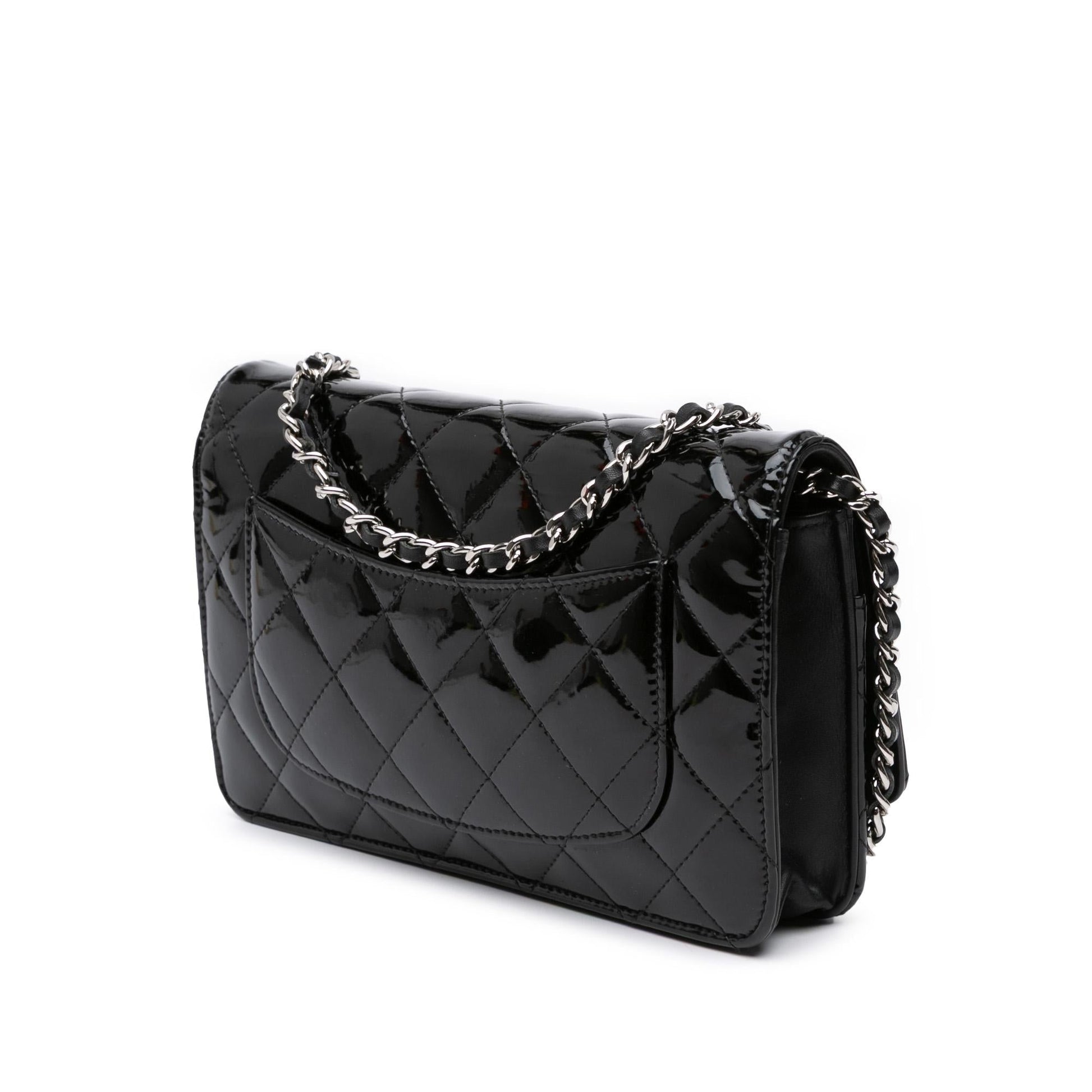 Chanel CC Quilted Patent On Wallet Case On Chain