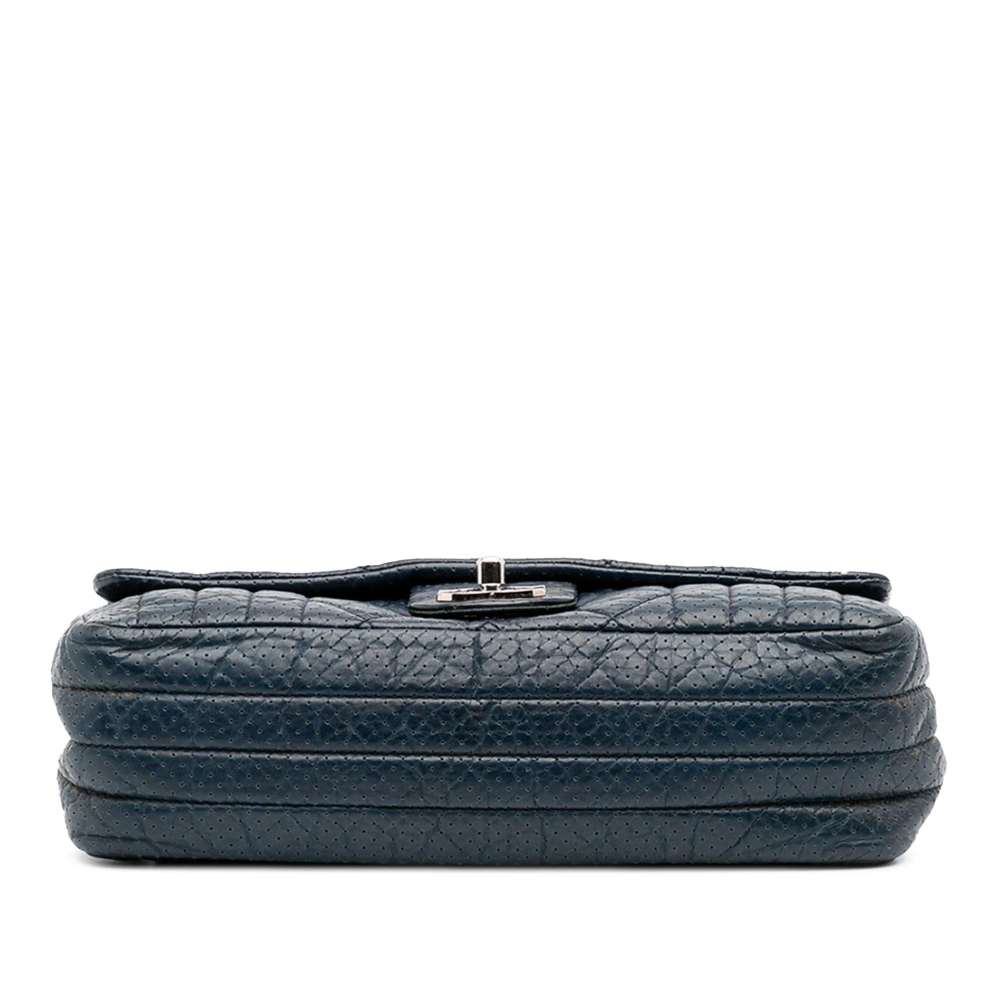 Chanel CC Quilted Perforated Aged Calfskin Flap Handbag