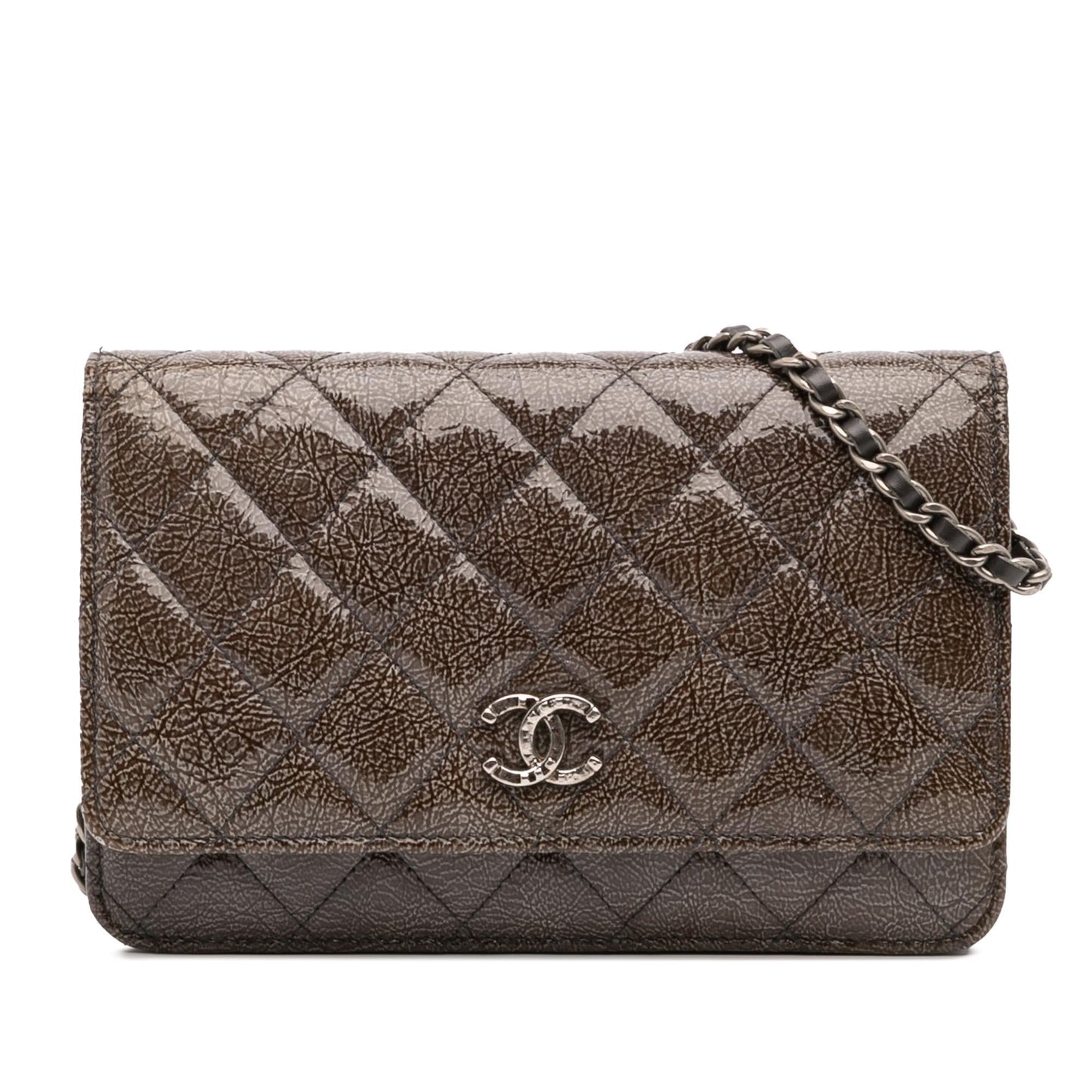 Chanel CC Quilted Shiny Crumpled Calfskin on Wallet Case
