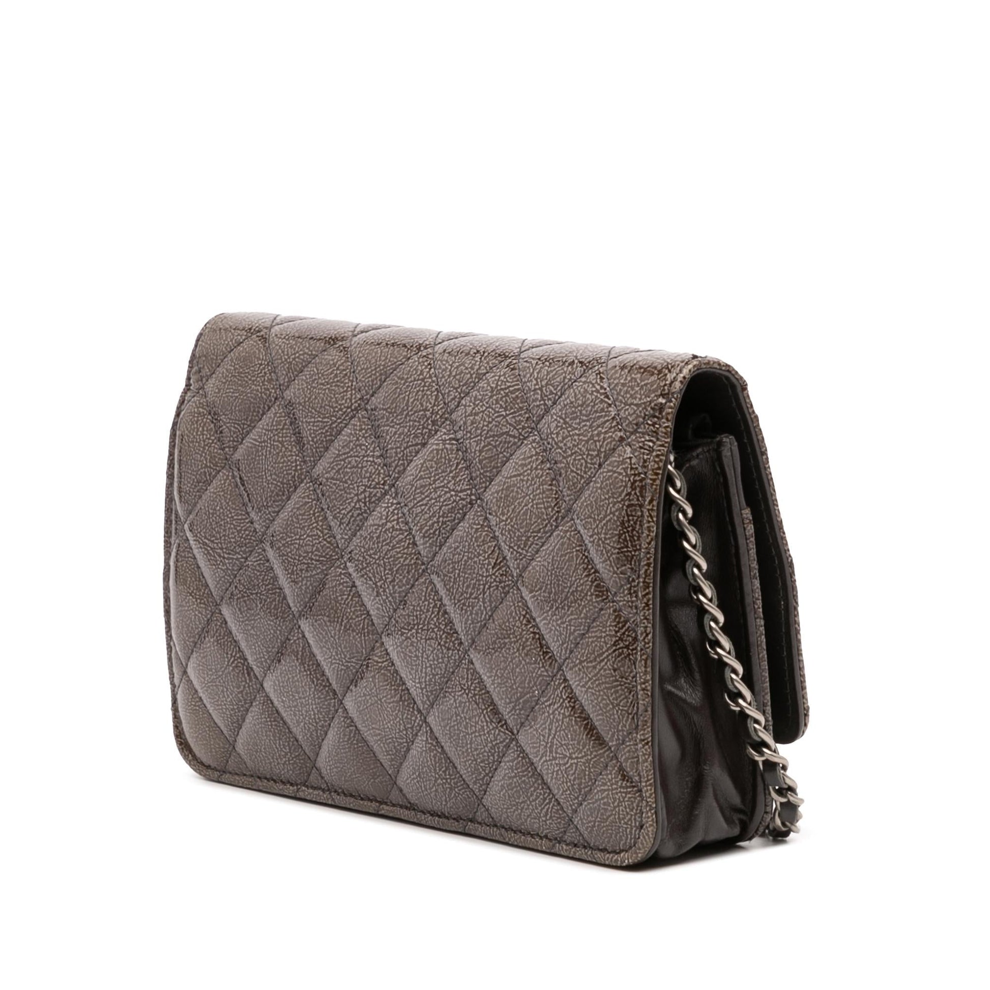 Chanel CC Quilted Shiny Crumpled Calfskin on Wallet Case
