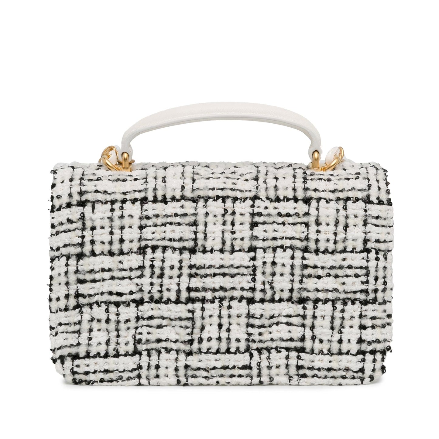 Chanel CC Quilted Tweed Top Handle Full Handbag