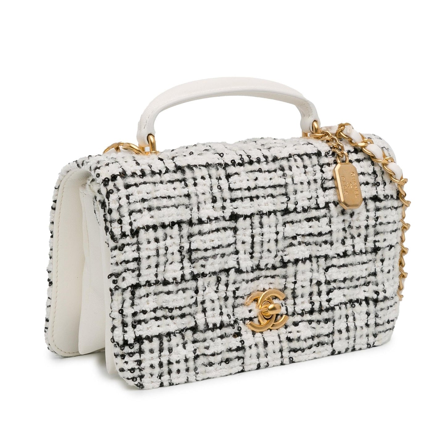 Chanel CC Quilted Tweed Top Handle Full Handbag