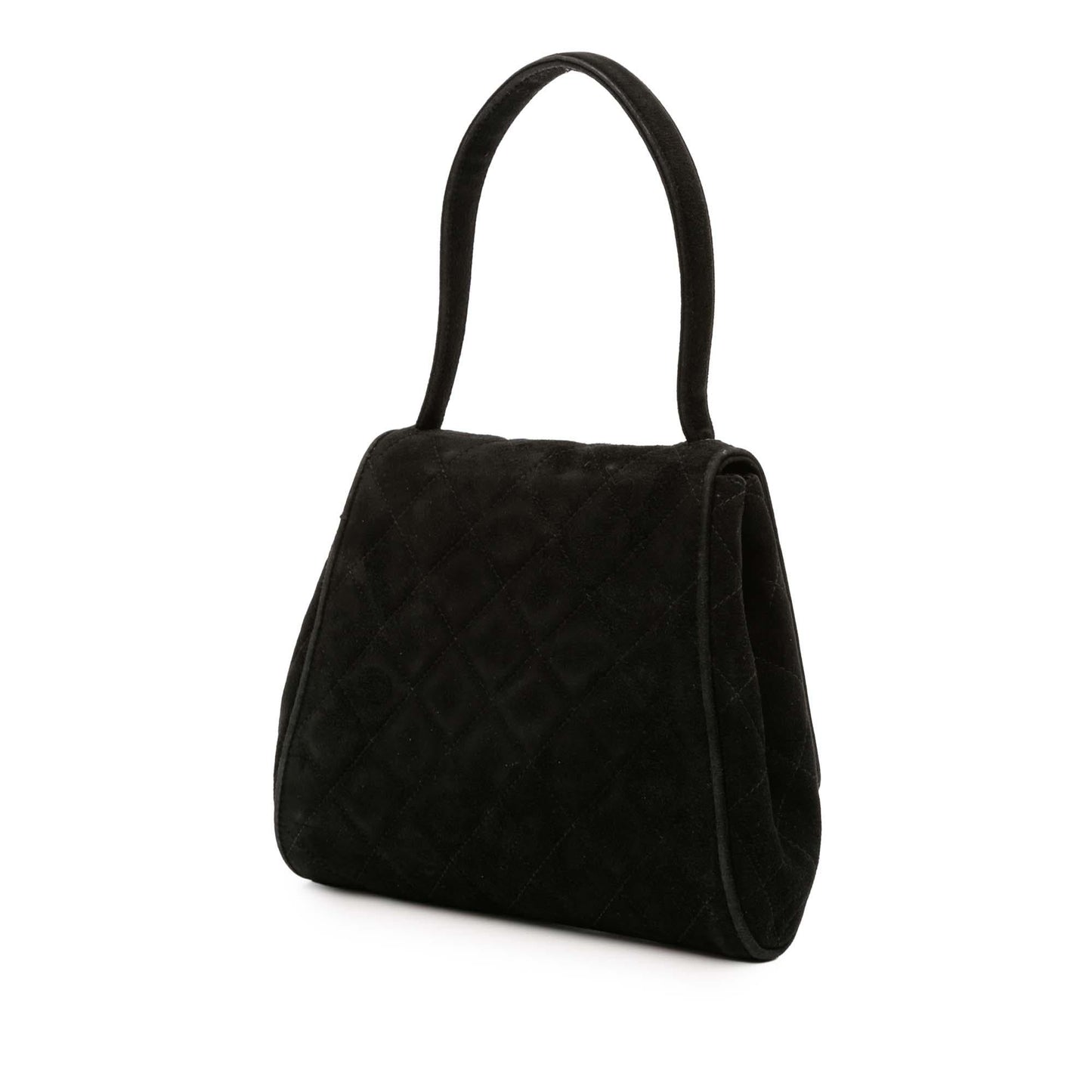 Chanel CC Quilted Velvet Flap Handbag