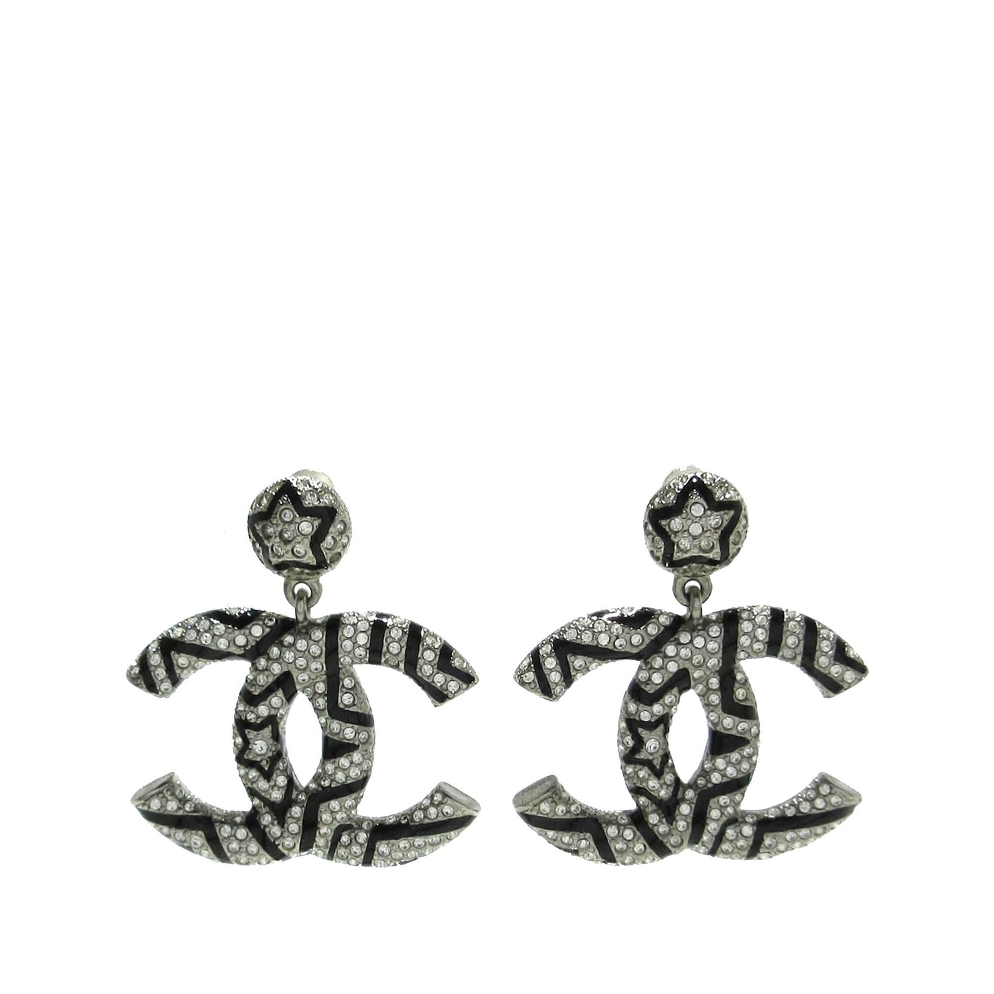 Chanel Cc Rhinestone Star Dangling Push Back Earrings (Shg-Otrtvj)
