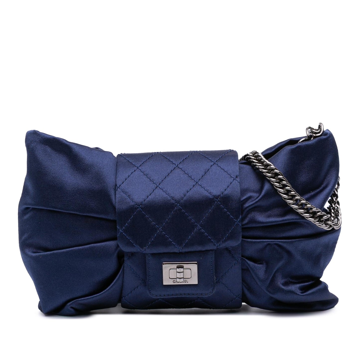 Chanel CC Satin Bow Clutch Bag